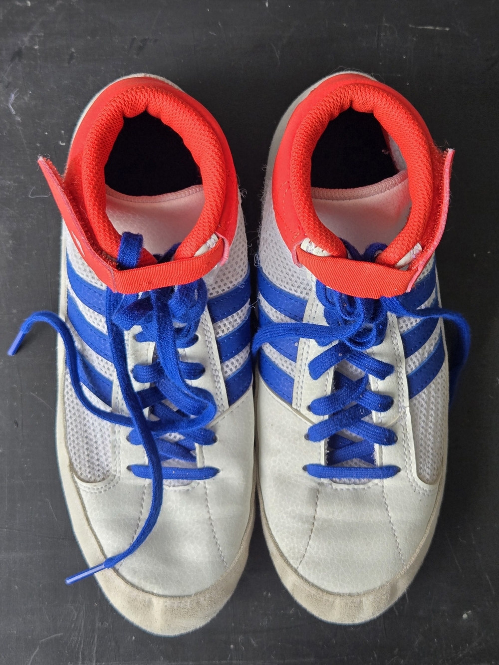 Adidas Youth HVC 2 Wrestling Shoes White Royal Blue Red Size 4 G25909